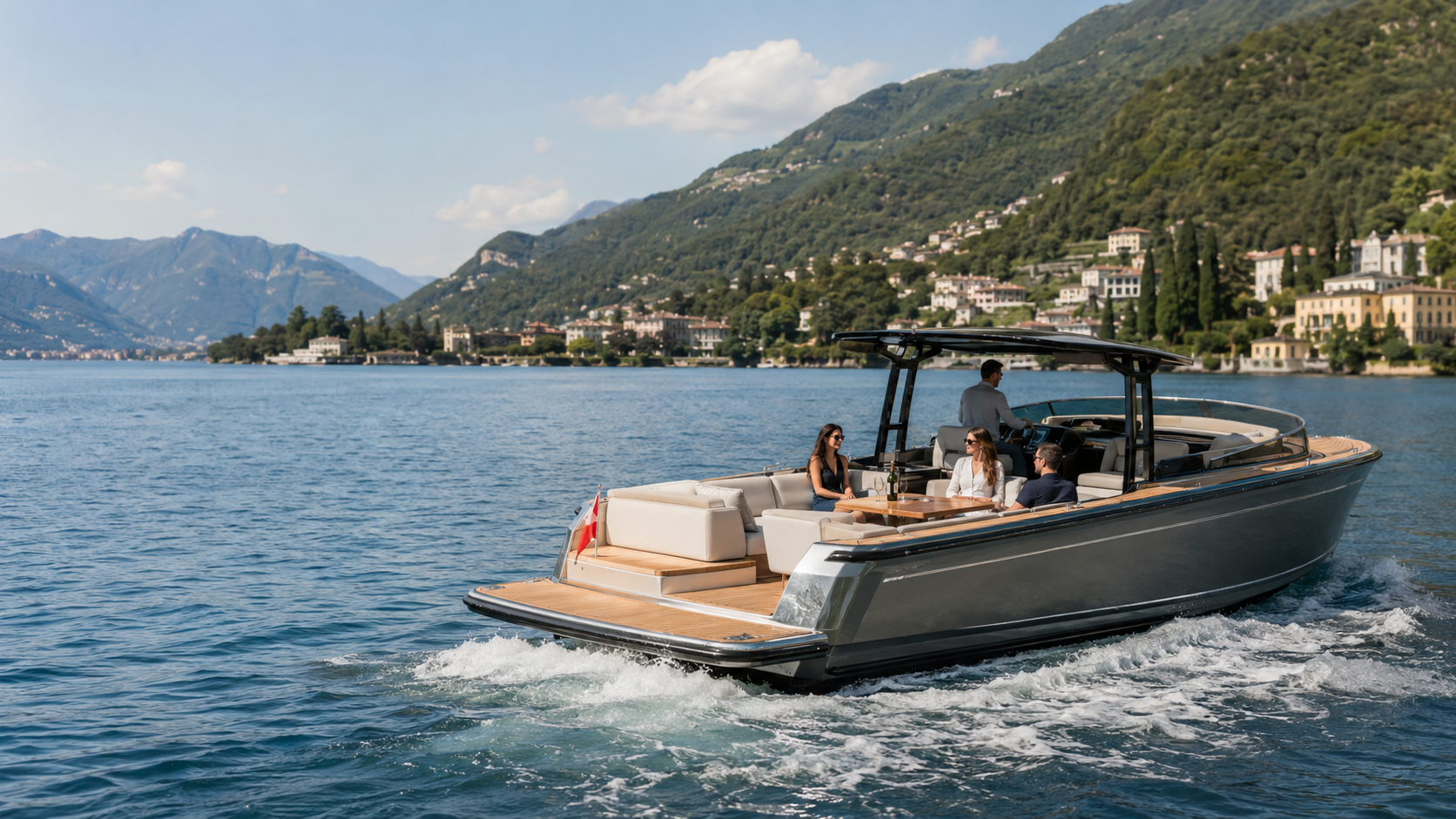 Private motorboat with skipper on Lake Lugano